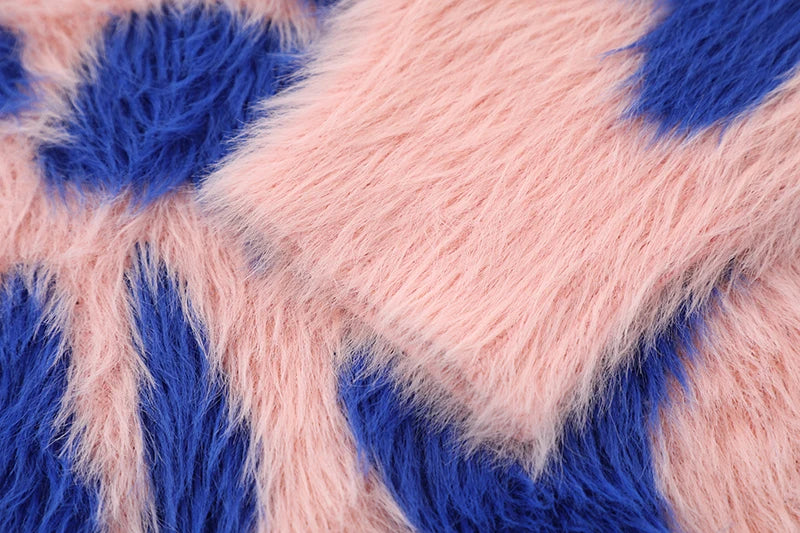 Irregular Contrast Color Knitted Sweater Unisex Harajuku Sweater Casual Warm Furry Pullover Streetwear Sweaters Jumpers Knitwear Street King Limited