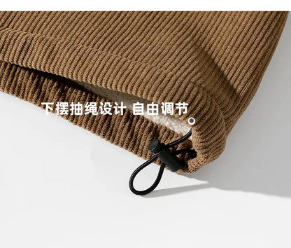 fashion men lamb fleece polo collar cotton padded coat winter embroidery loose thicken warm corduroy wadded jacket male outwear unique default style 6056