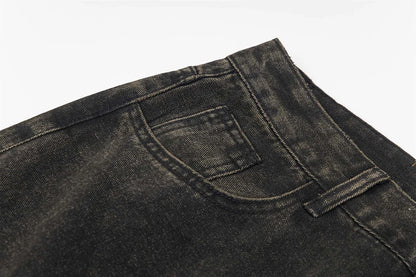 vintage black mens jeans patchwork hip hop baggy jeans man streetwear harajuku loose straight denim pants unique jeans style 4193