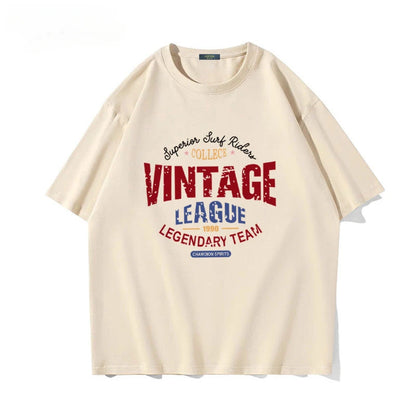 Korean pure cotton trendy brand letter printed short-sleeved T-shirts for men and women loose summer half-sleeved student tops Street King Limited