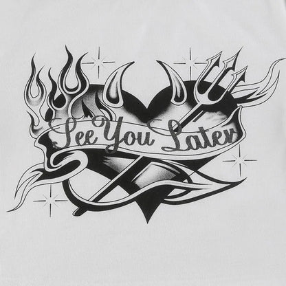 Streetwear Personality Trend Love Graphics Gothic Y2K White Baby Crop Tops American Fashion Harajuku Vintage Chic Women T-shirt Street King Limited