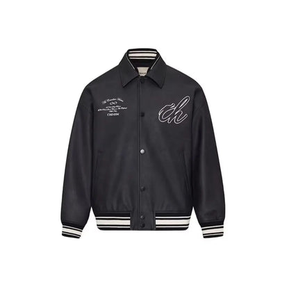 american motorcycle pu leather jacket mens street hip hop letter embroidery loose coat college retro pilot baseball outwear unique default style 2642