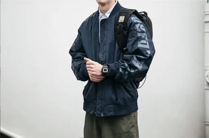 japanese trendy charge jacket mens american pilot windproof tooling coats thin loose letter printed unisex baseball jersey unique default style 2272