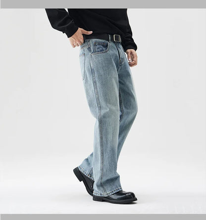 mens retro fashion high street loose casual denim micro flared pants jeans men streetwear plus size jeans trousers 28 40 unique jeans style 2576