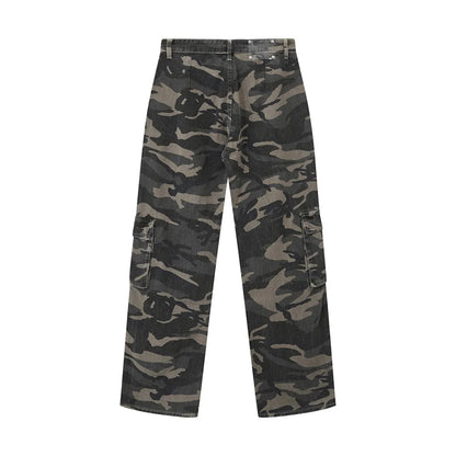 vintage pockets camouflage denim pants men jeans hip hop streetwear military cargo pants unique cargo style 4972