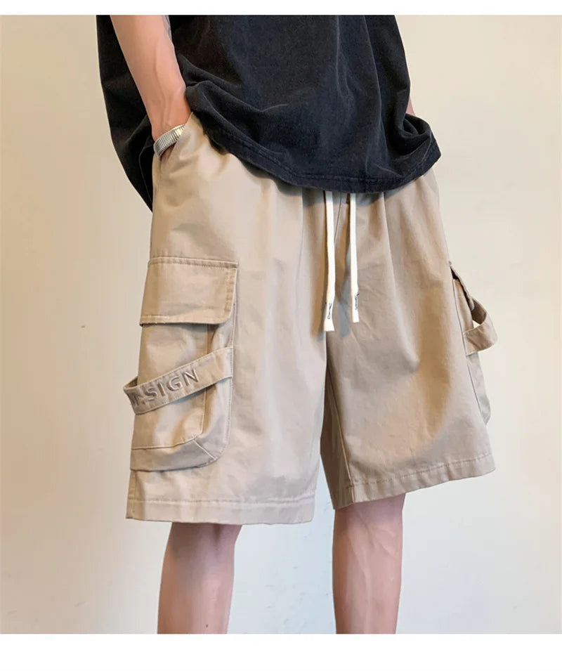 summer mens cargo shorts 2024 new outdoor multi pocket basketball casual loose work pants male drawstring y2k bermuda hombre unique cargo style 30