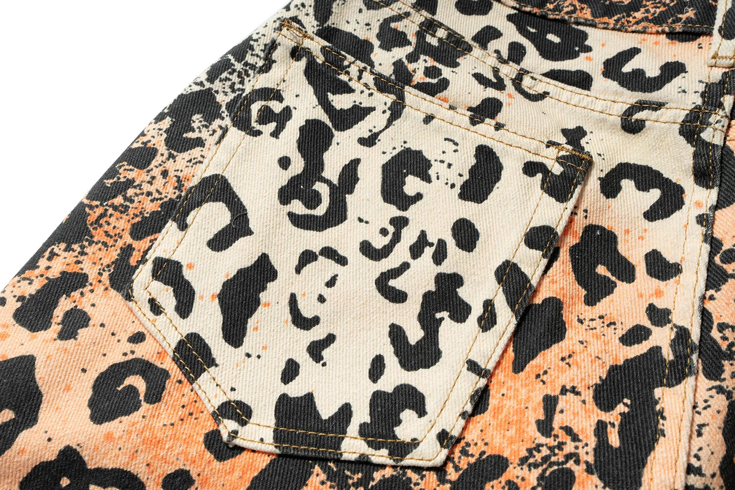 Vintage Leopard Patchwork Straight Baggy Jeans Pants Mens Streetwear Pockets Casual Unisex Denim Trousers Loose Cargo Pants Street King Limited