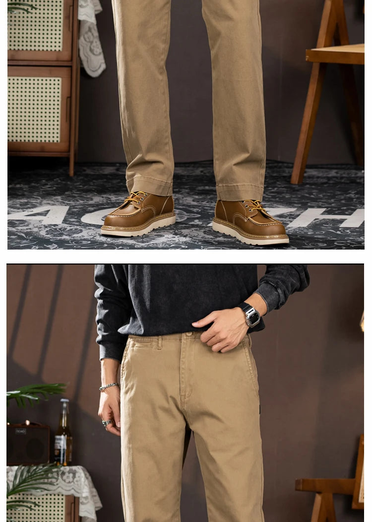 men american retro handsome loose casual business pure cotton pants japanese amikaji fashion straight cargo pant trouser unique cargo style 2400