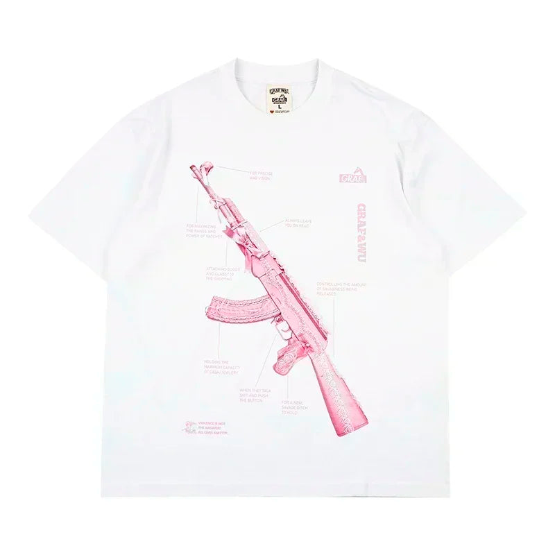 New Gothic Pigeon Crown Letter Printed Large Pattern T-shirt Cotton Shirt Couple High Street Y2K Top Gothic T-shirt  pro choice Street King Limited