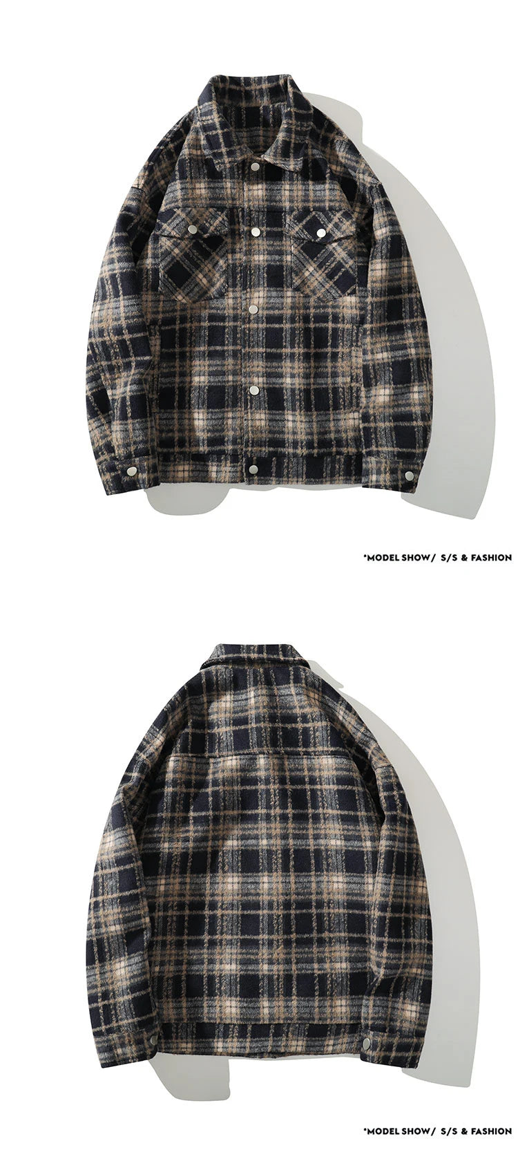 american retro red plaid jacket england style couple shirt jackets autumn new unisex coat three dimensional pockets design unique default style 5750