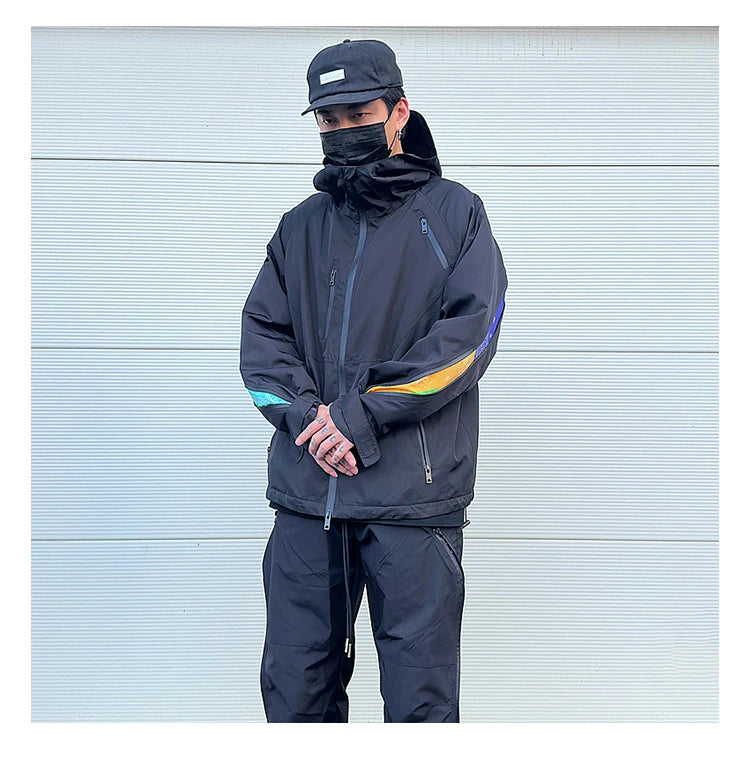 men hip hop streetwear jacket paisley zip up patchwork windbreaker cargo cotton padded coat hooded track jacket tactical outwear unique cargo style 4816
