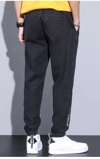 rainbowtouches autumn winter blue cargo jeans men streetwear denim jogger pants baggy harem jean trousers male oversize large unique joggers style 3375