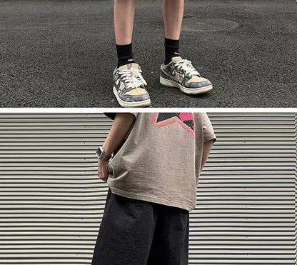 Korean Khaki Cargo Shorts for Men and Women in Summer Y2K Japanese Retro Casual Wide-leg Harajuku Trendy Sports Shorts Street King Limited