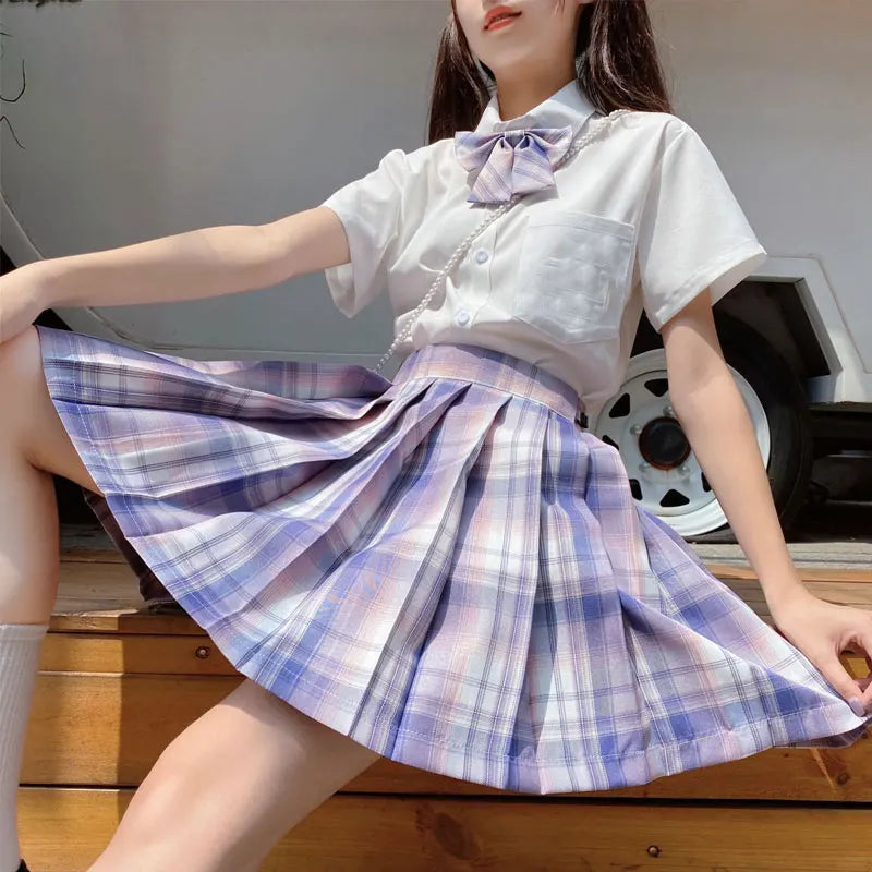 Jk Uniforms Gyaru School Uniform for Girl Student Pleated Skirt Uniform Set Women Short Sleeve Bow Tie Seifuku Japanese Style Street King Limited