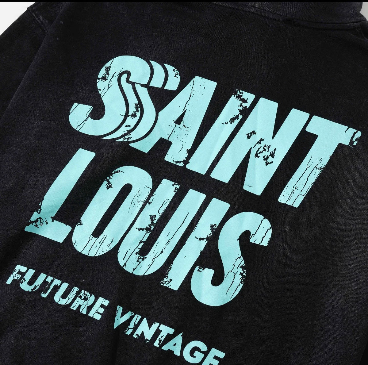 2024 Winter New SAINT LOUIS High-Street Cotton Inkjet Washed Old Letter Logo Printed Hoodie Hooded Sweater Street King Limited