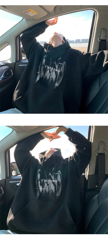 New Gothic Letter Printed Hoodies For Men Autumn Hip Hop Oversized Hooded Sweatshirt Y2K Streetwear Graphic Hoodie Tracksuit Street King Limited