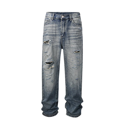 frayed hole distreesed big hole baggy jeans for men and women pantalones hombre streetwear y2k casual denim trousers oversized unique jeans style 5811