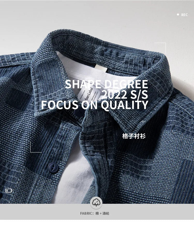 Heavy Denim Shirt Men's Long Sleeve Loose Japanese Retro Washed Distressed Shirt Men's Top Plaid Thickened Jacket Street King Limited