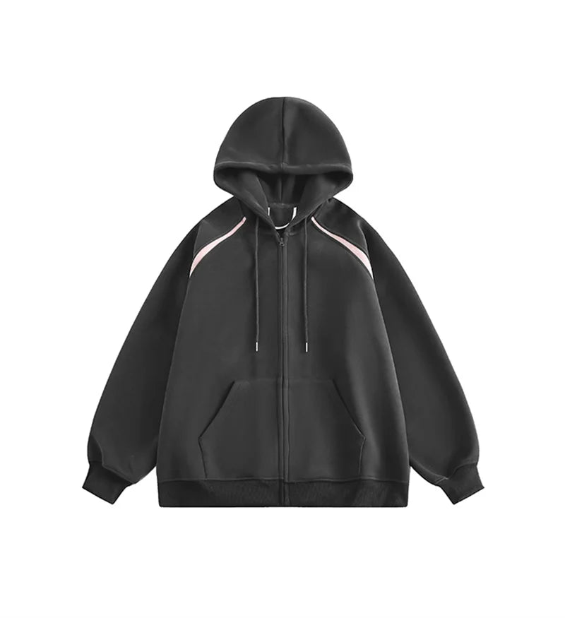 Autumn Oversized Zipper Hoodies For Men New Casual Hooded Cardigan Jackets Streetwear Patchwork Fleece Y2K Hoody Sweatshirts Street King Limited