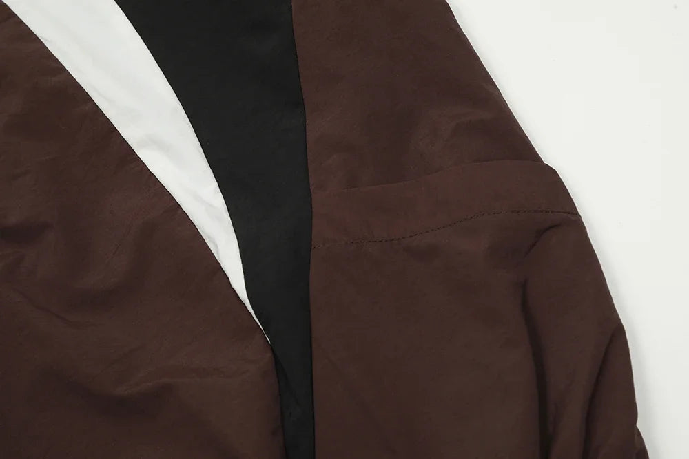 high street contrast color sunscreen clothes mens and womens summer thick fabric breathable casual baggy jacket oversized unique default style 6148