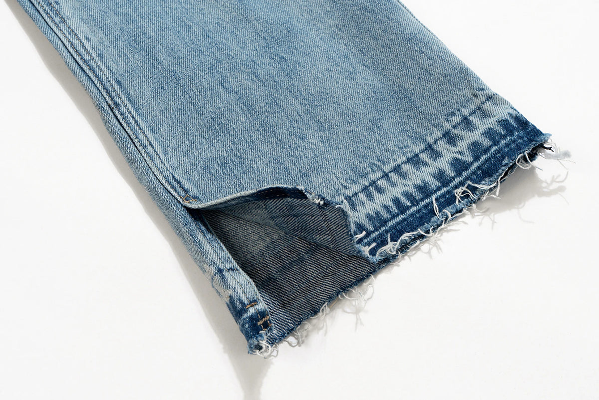 streetwear ropa hombre lightning pattern washed split jeans for men washed pocket baggy casual denim trousers oversized cargos unique cargo style 3746