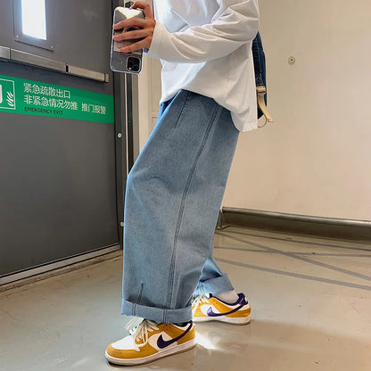 Men Wide Leg Jeans Loose Straight Baggy Denim Pant Men's Women's Streetwear Skateboard Pants Oversized Hip Hop Casual Trousers Street King Limited