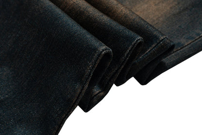 RO Ribbons Contrast Color Washed Micro Flared Jeans for Men Straight Casual Baggy Denim Trousers Ropa Hombre Loose Cargo Pants Street King Limited