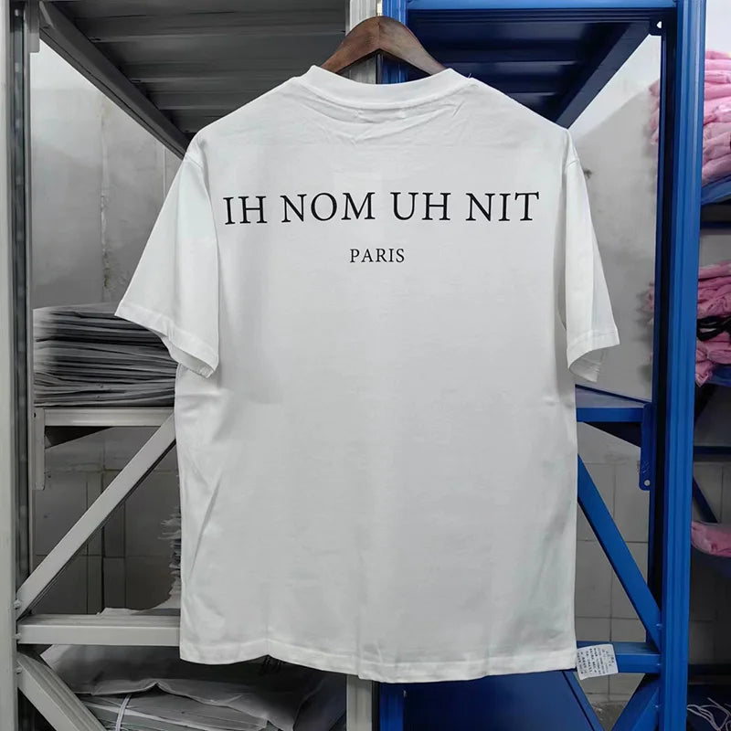 2024ss New IH NOM UH NIT T-shirt Masked Gold Necklace Printing Men Woman Good Quality Chaopai Top Tees Street King Limited