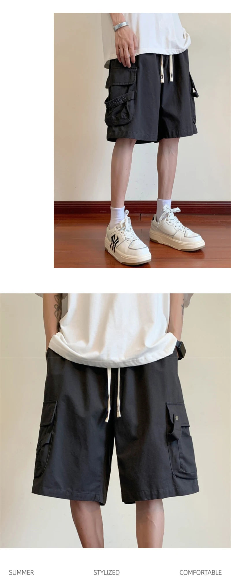summer mens cargo shorts 2024 new outdoor multi pocket basketball casual loose work pants male drawstring y2k bermuda hombre unique cargo style 33