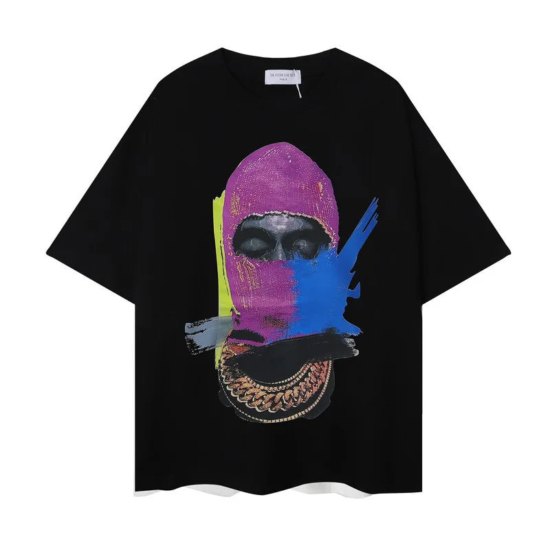 2024ss New IH NOM UH NIT T-shirt Masked Gold Necklace Printing Men Woman Good Quality Chaopai Top Tees Street King Limited
