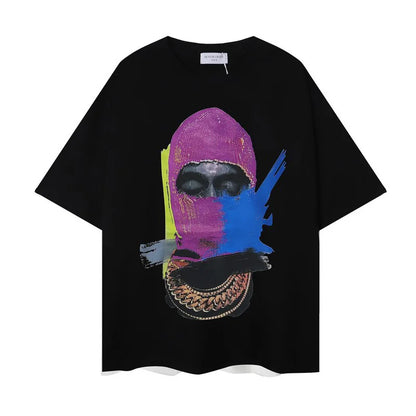 2024ss New IH NOM UH NIT T-shirt Masked Gold Necklace Printing Men Woman Good Quality Chaopai Top Tees Street King Limited