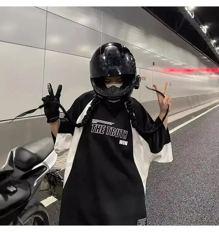 2024 Summer New American Men and Women Trend Hip Hop Letter Print Round Neck Short Sleeve Couple Loose Motorcycle T-shirt Top Street King Limited