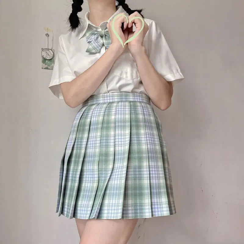 Jk Uniforms Gyaru School Uniform for Girl Student Pleated Skirt Uniform Set Women Short Sleeve Bow Tie Seifuku Japanese Style Street King Limited