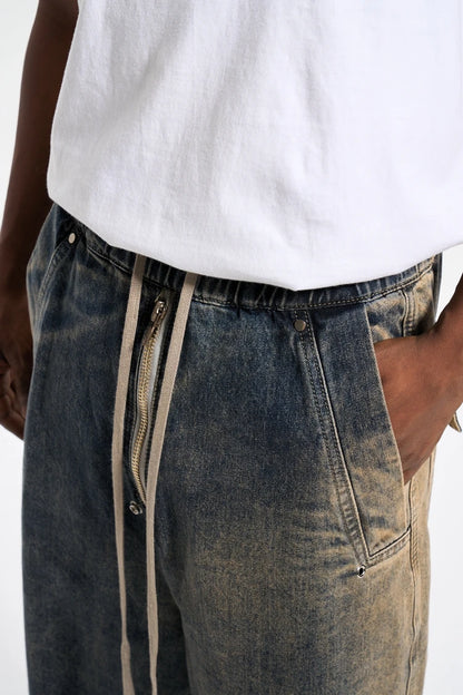 mens high street loose denim jeans casual straight retro washed jeans hip hop streetwear casual wide legs joggers baggy jeans unique joggers style 1860