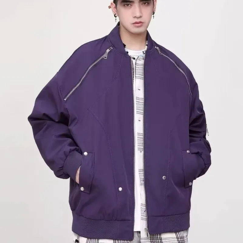 2024 spring american pilot jacket mens multi pocket trendy street loose bomber cardigan couple fashion zipper baseball coats clean everyday pants