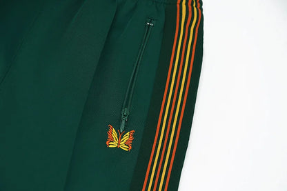 good quality brown motion casual pants men woman lovers trend side edge weaving embroidery drawstring loose trousers unique default style 4829