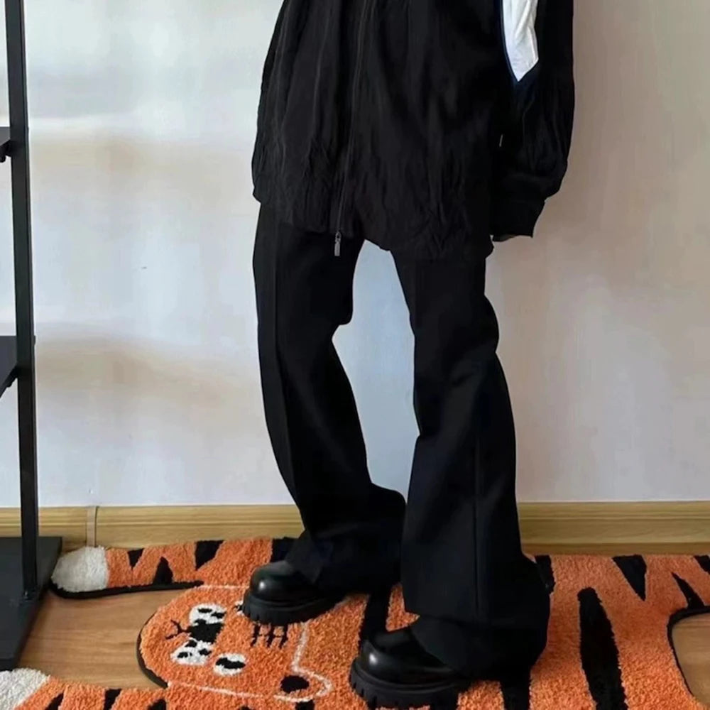 New Black Color Straight Boot Cut for Men Streetwear Loose Baggy Suit Pants Ropa Hombre Oversized Casual Flare Trousers Street King Limited