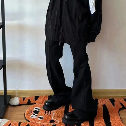 New Black Color Straight Boot Cut for Men Streetwear Loose Baggy Suit Pants Ropa Hombre Oversized Casual Flare Trousers Street King Limited