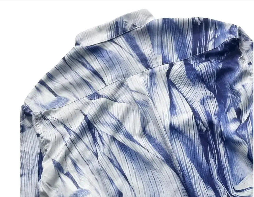 New 2024 Men Striped Gradient Project Fashion Cotton Casual Shirts Shirt High Pocket Long-sleeves Size S M L XL#U37 Street King Limited