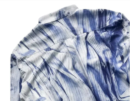 New 2024 Men Striped Gradient Project Fashion Cotton Casual Shirts Shirt High Pocket Long-sleeves Size S M L XL#U37 Street King Limited