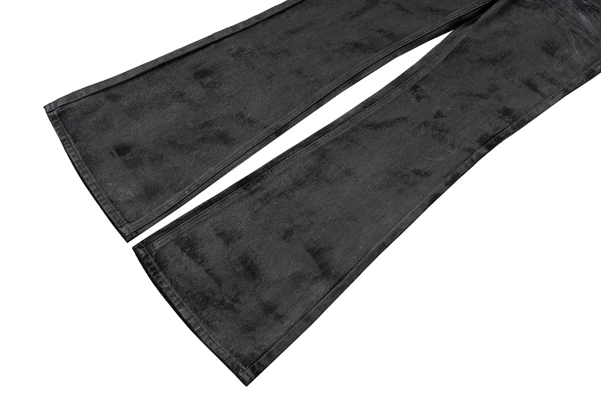high street hand brushed glue sparkling baggy flare jeans for men y2k pantalones hombre leather pants oversized denim trousers 1 unique jeans style 5421