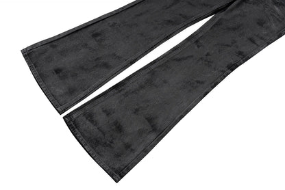 high street hand brushed glue sparkling baggy flare jeans for men y2k pantalones hombre leather pants oversized denim trousers 1 unique jeans style 5421