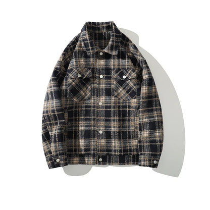 american retro red plaid jacket england style couple shirt jackets autumn new unisex coat three dimensional pockets design minimalist street pants