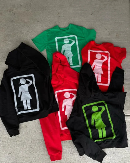 American Gothic Cartoon Pattern Oversized Hoodie Women's Y2K Street Hip Hop Harajuku Fashion Loose Long Sleeve Sweatshirt Men's Street King Limited