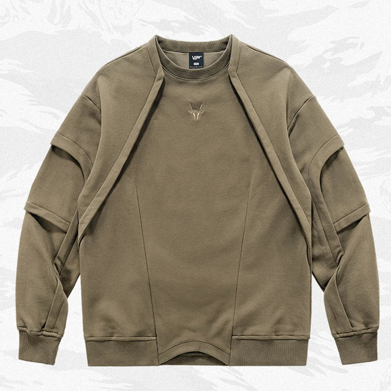 2025 New Patchwork Crewneck Sweatshirt Men's Embroidered Design Long Sleeve Sudaderas Para Hombres High Street Y2K Tracksuit Street King Limited