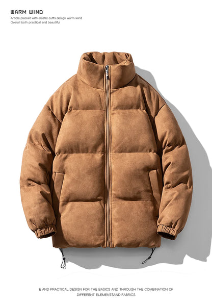 Streetwear Men's Winter Harajuku Fashion Jacket Parkas Bubble Jacket Oversize Warm Solid Coat Faux Suede Puffer Jacket Street King Limited
