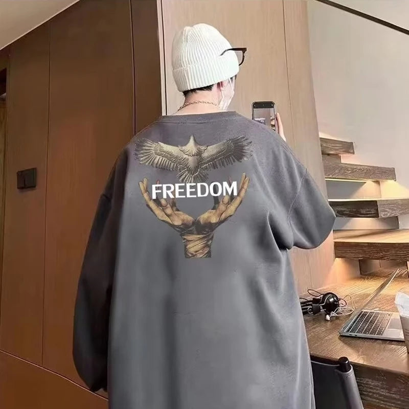 Dove Of Freedom Graphic Printed Men's Crewneck Hoodies Hip Hop Fashion Pullover Sweatshirts Hombre Y2K Streetwear Fleece Clothes Street King Limited
