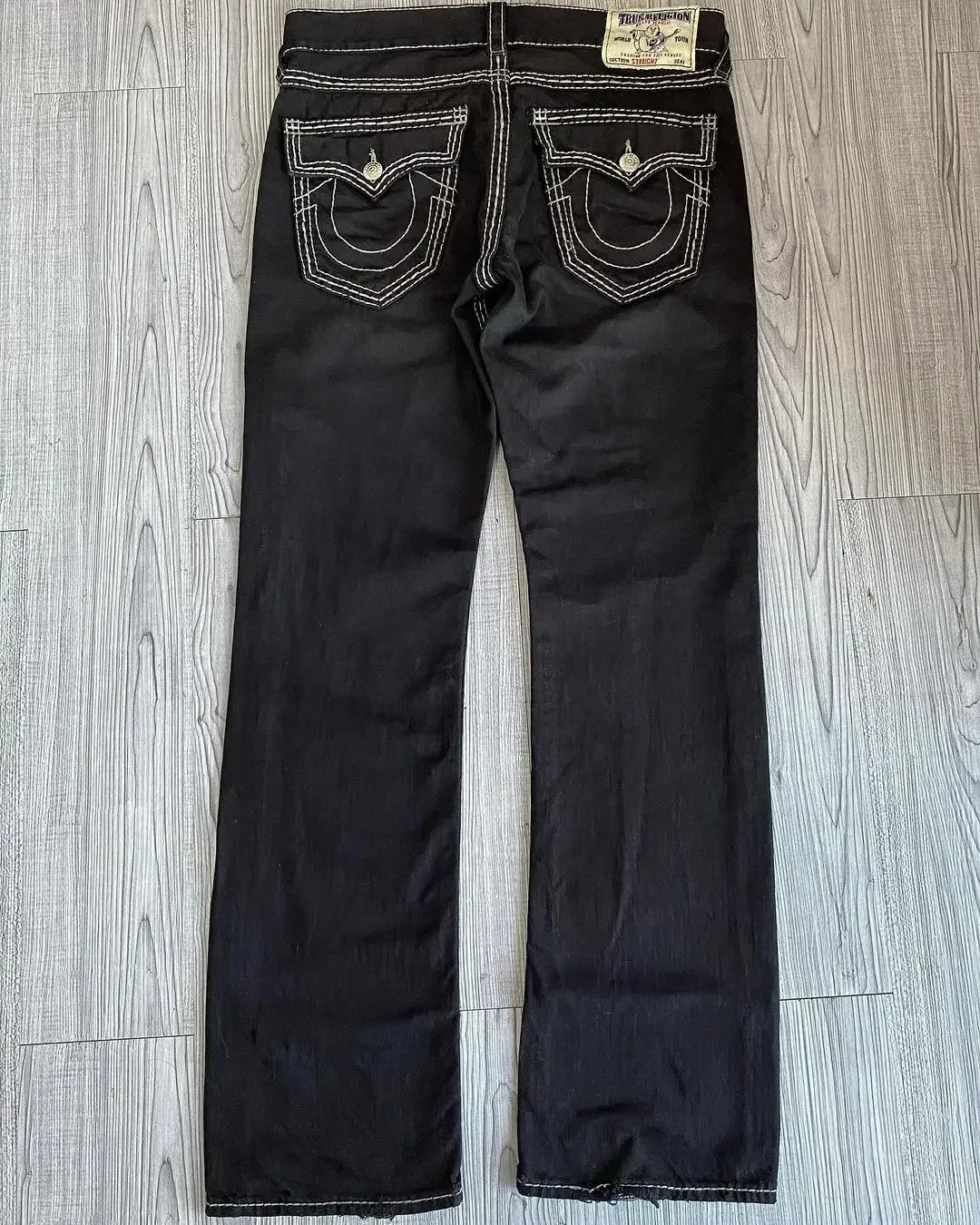 true religion vintage hip hop street leisure denim pants y2k gothic fashion embroidered straight leg wide leg jeans men clothing unique jeans style 3775