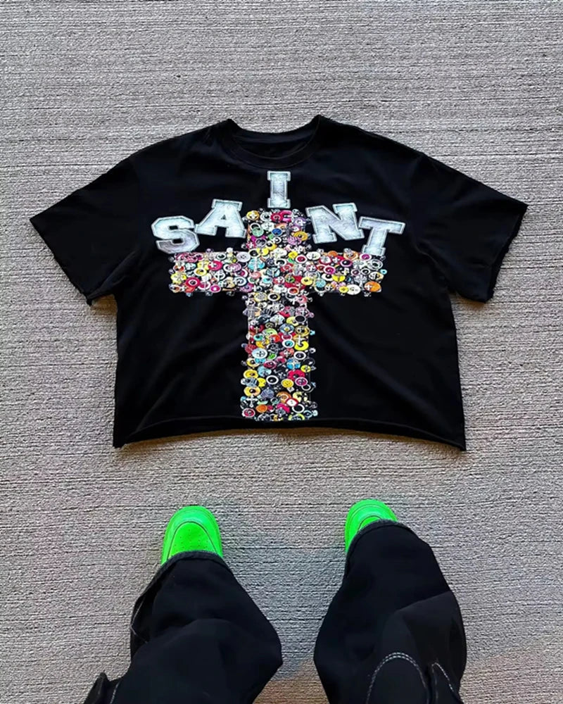 American Y2K New Fashion Trend Cotton T-shirt Men Women Street Hip Hop Vintage Loose Short Sleeved Couple Casual Joker T-shirt Street King Limited