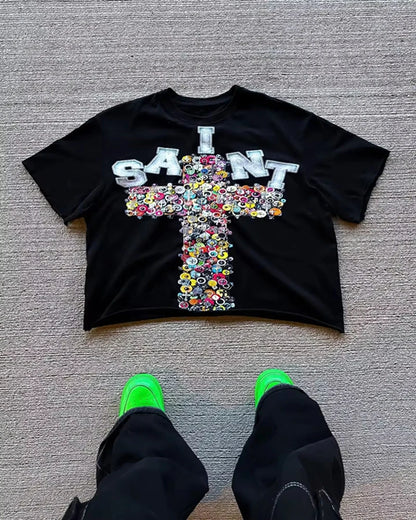 American Y2K New Fashion Trend Cotton T-shirt Men Women Street Hip Hop Vintage Loose Short Sleeved Couple Casual Joker T-shirt Street King Limited